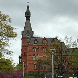 Cornell University Sage Hall on campus in Ithaca NY