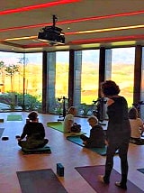 social distancing at a yoga studio in a 55+ community