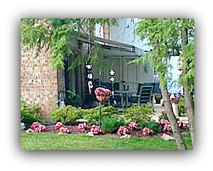 pink patio garden