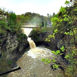 waterfall on campus of Cornell University in Ithaca, New York