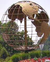 Leisue World Md globe at entrance