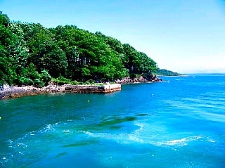 Maine's rocky coast and blue water