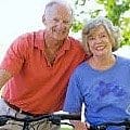senior couple on bicycles