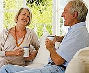 senior citizens in living room